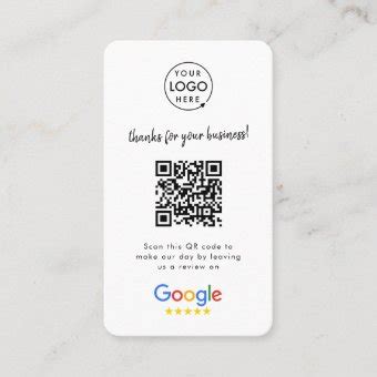 Google Reviews Business Review Link QR Code Business Card Zazzle