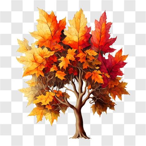 Scarica Albero Autunnale Con Foglie Colorate PNG Online Creative Fabrica