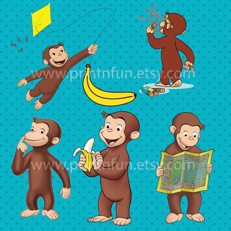 curious george clip art collection printable digital