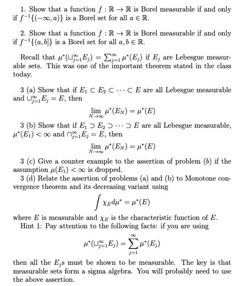 Solved Show That A Function F R R Is Borel Measurable Chegg