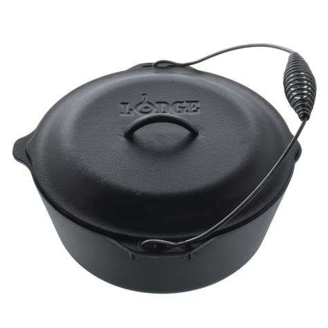 Lodge Logic 7 Qt Black Seasoned Cast Iron Dutch Oven With Bail Handle