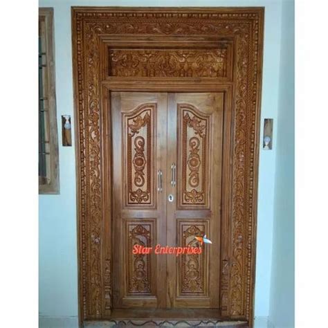 Exterior Wooden Traditional Hand Carved Double Door For Home At Best