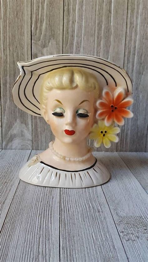 Relpo Lady Head Vase K Relpo Head Vase Vintage Lady Head Etsy