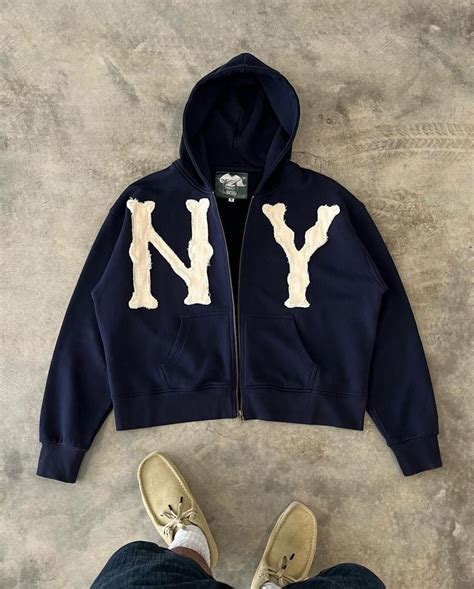 Vintage Memorylanepark New York Zip Up Hoodie Size Large Navy Grailed