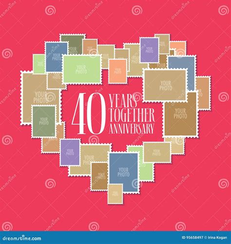 40 Anni Di Icona Di Vettore Di Matrimonio O Di Nozze, Illustrazione