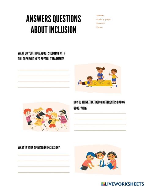 Inclusion Online Activity Live Worksheets