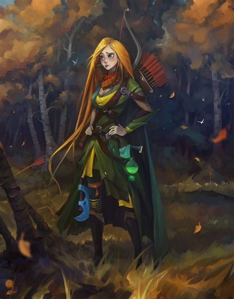 K Forest Fantasy Art Fantasy Girl Redhead Windranger Dota