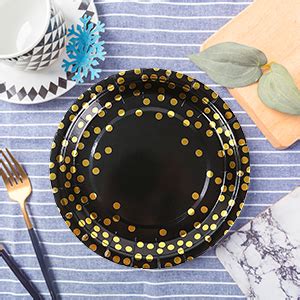 Ahpyeuhk Pcs Paper Plates Inch Party Plates Disposable Black And