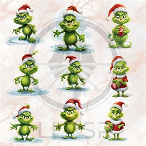 20 Christmas Grinch Clipart Cute Watercolor Christmas Clipart Scrapbooking Christmas