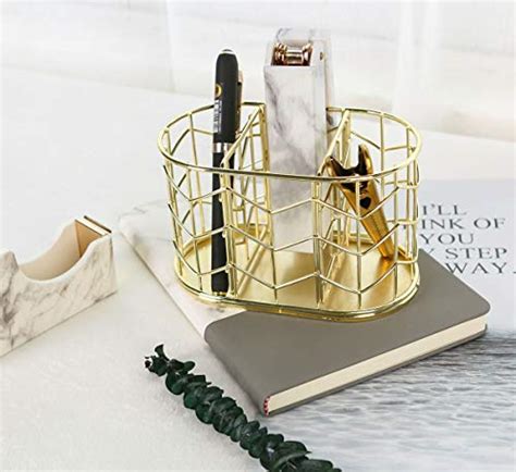 Pen Holder Nugorise Compartment Metal Pencil Holder Decorative Desk