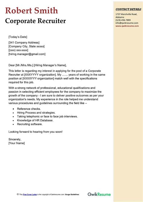 Recruiter Cover Letter To Unknown