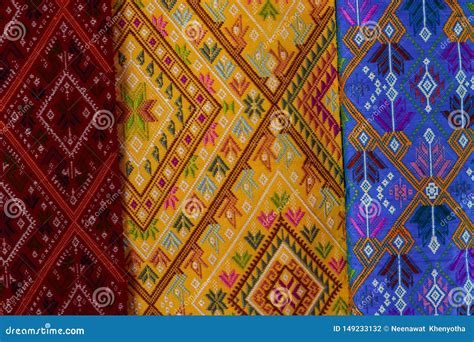 Patterns On Hand Woven Silk Thai Folk Fabrics Stock Photo Image Of