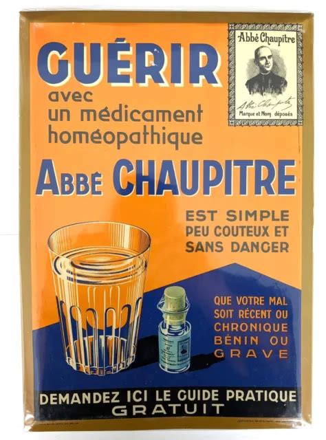 ANCIENNES PLAQUE MÉTAL publicitaire année 1935 Abbé Chaupitre 24 X 34