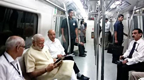 Pm Narendra Modi Travels By Delhi Metro To Inaugurate Faridabad Extension Line The Indian Express