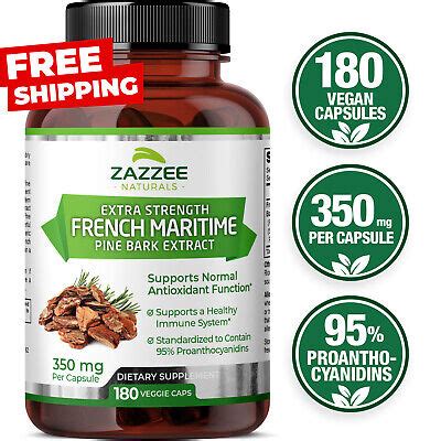 Extra Strength French Maritime Pine Bark Extract, Pycnogenol, 350 mg ...