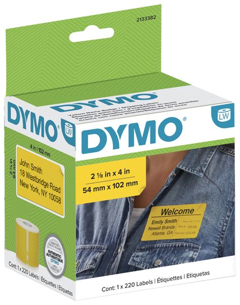 DYMO LabelWriter Name Badge Labels 2 1 8 X 4 Inches Yellow 1 Roll Of