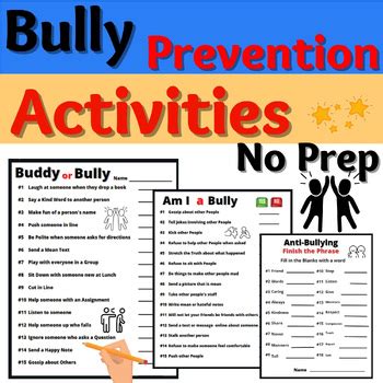 Bully Prevention Activities Bullying Anti-Bullying Resource Activity