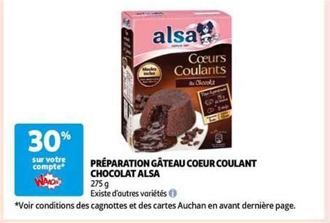 Promo Pr Paration G Teau Coeur Coulant Chocolat Alsa Chez Auchan