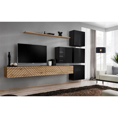 Ensemble Meuble TV Switch Lamel IX 310cm Naturel Noir