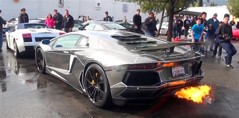 Chrome Lamborghini Aventador Lp Shooting Flames