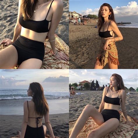 ทพชสดำกางเกงเอวสงเกบทรง vintage bikini ThaiPick