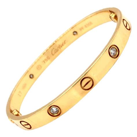 Cartier Love Bracelet 18k Yellow Gold 4 Brilliant Cut Diamonds With