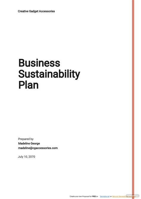 Sustainability Plan Template Google Docs Word Apple Pages