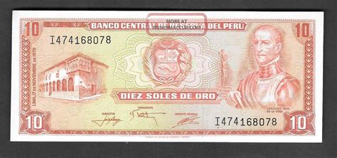 Peru 10 Soles De Oro Banknote 1976 Unc