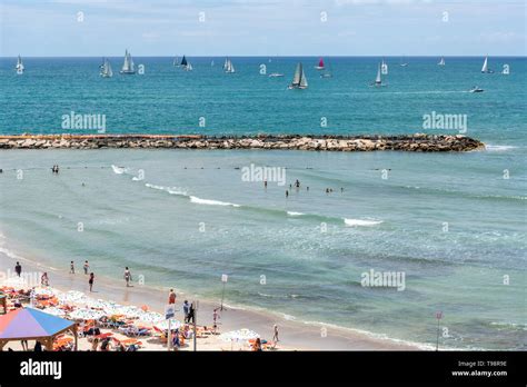 Israel, Tel Aviv-Yafo - 09 May 2019: Hilton beach Stock Photo - Alamy