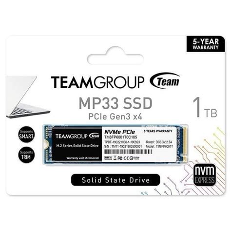 Jual Ssd M 2 Nvme Team 1tb 2280 3d Nand Flash Tm8fp6001t Mp33 Pcie