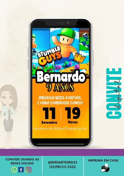 Convite Digital Stumble Guys Elo Produtos Especiais