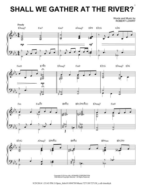 Shall We Gather At The River Sheet Music By Robert Lowry Piano