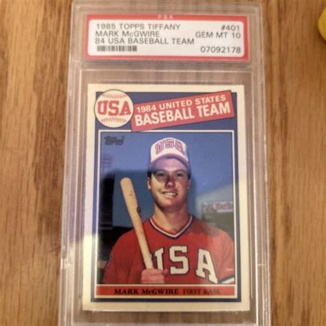 Topps Tiffany Mark Mcgwire Team Usa Rc Gem Mint Psa Pop