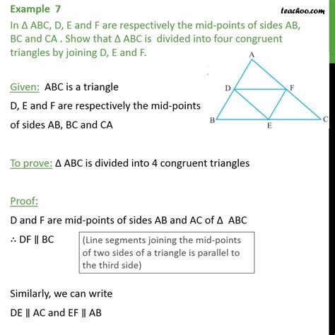 Example 6 In Abc D E And F Are Mid Points Of Sides Examples