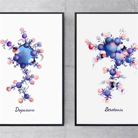 Serotonin Dopamine Print Wall Art Serotonin Molecule Etsy