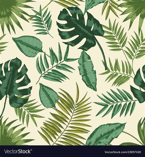 Hawaiian Seamless Pattern With Exotic Foliage Vector Image