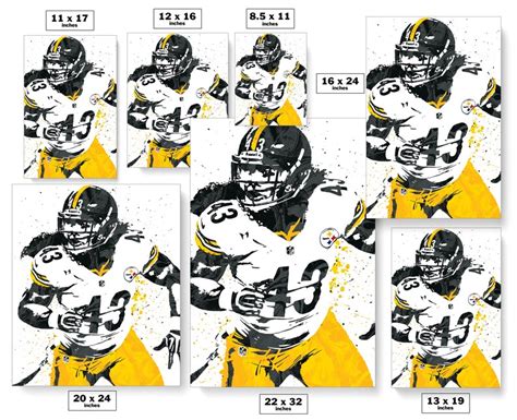 Troy Polamalu Pittsburgh Steelers Football Art Poster Free Us Shipping