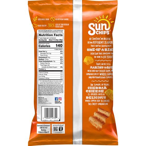 Sunchips Harvest Cheddar Whole Grain Snacks 7 Oz Bag