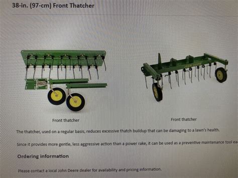 John Deere 48 Front Thatcher LP48004 Attachments For Lawn Garden