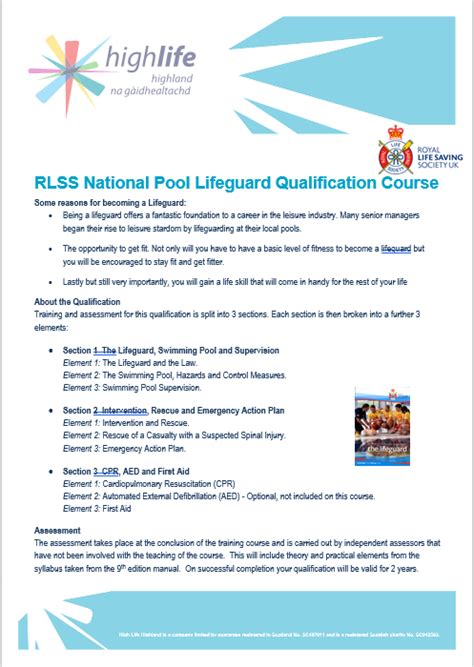 National Pool Lifeguard Qualification Tain Sport