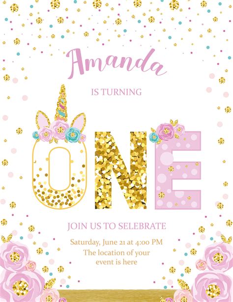 First Birthday Invitation Card Template Purchase