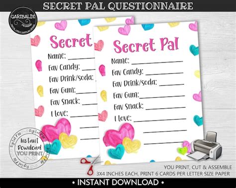 Secret Pal Information Sheet