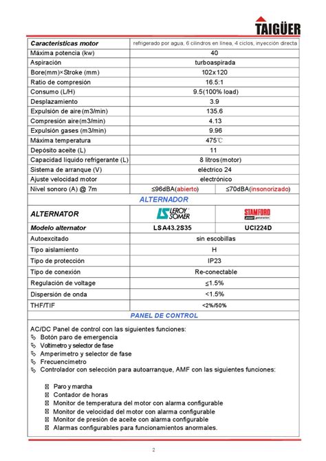 Fichas técnicas grupos motor Cummins by Taigüer Generadores Issuu