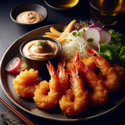 Premium Photo Fried Shrimp Platter With Tartar Sauce