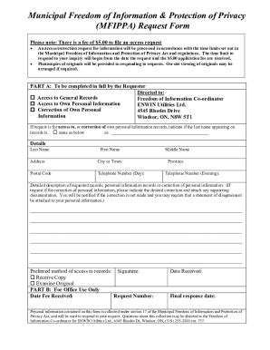 Fillable Online Mfippa Request Form Municipal Freedom Of