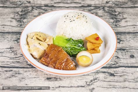 港式双拼饭白切鸡拼烧鹅中国菜系食品餐饮摄影素材汇图网