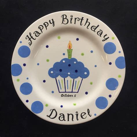 Pink Cupcake Personalized Hand Painted Birthday Plate Or Special