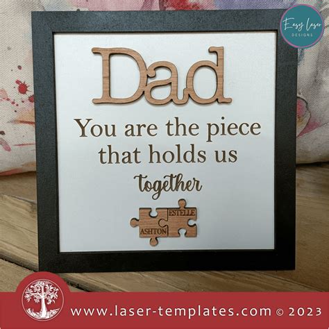 Dad Jigsaw Puzzle Piece Sign2 – Laser Ready Templates