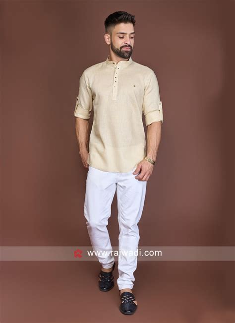 Beige Cotton Silk Kurta