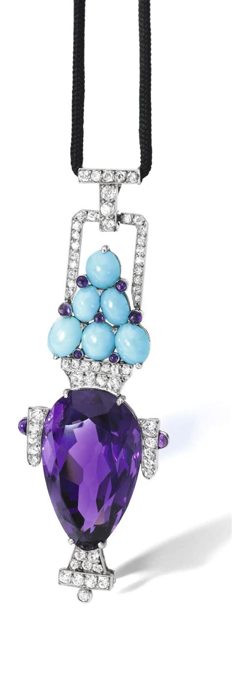 Amethyst Turquoise And Diamond Necklace By Cartier